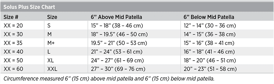 Solus Plus Size Chart