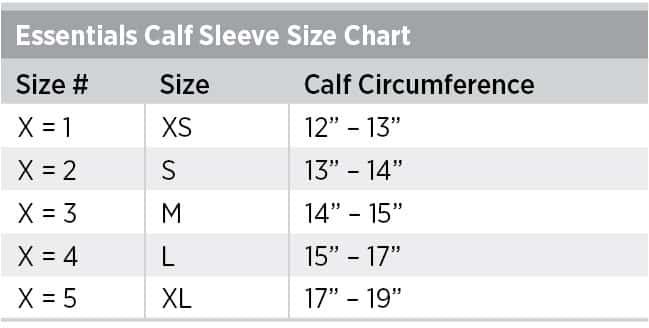 Calf Sleeve Sizing Chart