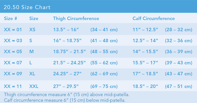 20.50 Patella Knee Brace Sizing Chart